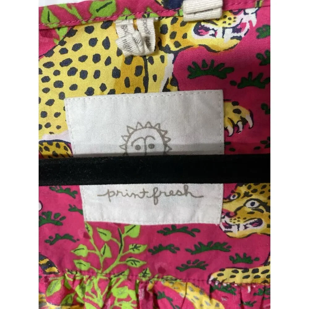 Printfresh Bagheera Pintuck Sleep Dress Women's Plus 1X Cotton Pink Leopard - Picture 3 of 7